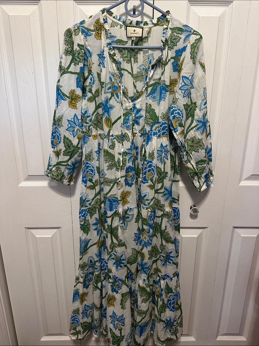 Tuckernuck White Floral Tiered Midi / Maxi Dress - Picture 5 of 8